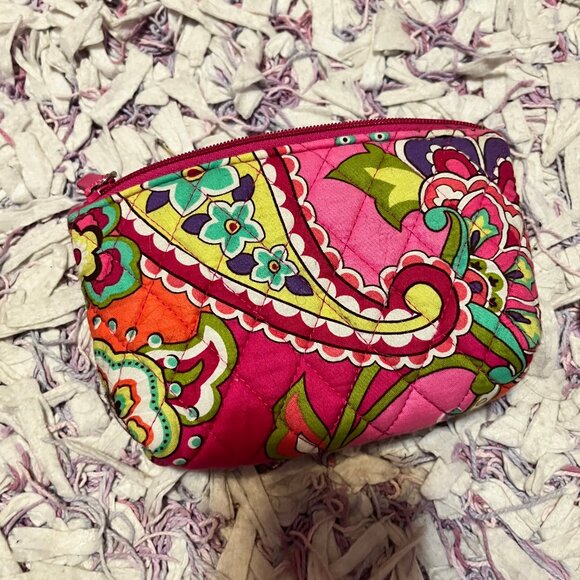 Vera Bradley Bag Wallet Cosmetic Case With Mirror Attached Pink Pattern Like New - Picture 5 of 10